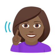 Emoji 🧏🏾‍♀️ Donna Con Problemi Di Udito: Carnagione Abbastanza Scura su JoyPixels 5.5.