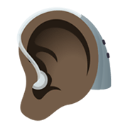 🦻🏿 Emoji Ohr mit Hörhilfe: dunkle Hautfarbe JoyPixels 5.5.