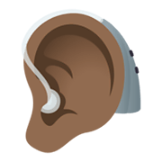 🦻🏾 Emoji Ohr mit Hörhilfe: mitteldunkle Hautfarbe JoyPixels 5.5.