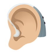 🦻🏼 Emoji Ohr mit Hörhilfe: mittelhelle Hautfarbe JoyPixels 5.5.