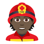 🧑🏿‍🚒 Emoji Feuerwehrmann/-frau: dunkle Hautfarbe JoyPixels 5.5.