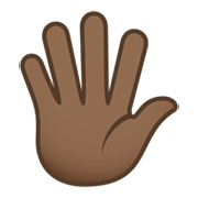 🖐🏾 Emoji Hand mit gespreizten Fingern: mitteldunkle Hautfarbe JoyPixels 5.5.