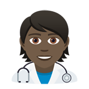 🧑🏿‍⚕️ Emoji Arzt/Ärztin: dunkle Hautfarbe JoyPixels 5.5.