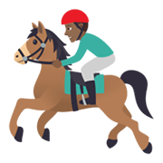🏇🏾 Emoji Pferderennen: mitteldunkle Hautfarbe JoyPixels 5.5.