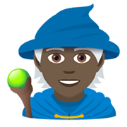 🧙🏿 Emoji Magier(in): dunkle Hautfarbe JoyPixels 5.5.