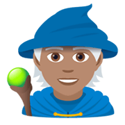 🧙🏽 Emoji Magier(in): mittlere Hautfarbe JoyPixels 5.5.