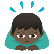 🙇🏿‍♂️ Emoji sich verbeugender Mann: dunkle Hautfarbe JoyPixels 5.5.