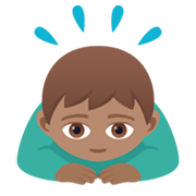 🙇🏽‍♂️ Emoji Homem Fazendo Reverência: Pele Morena na JoyPixels 5.5.