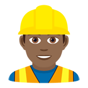👷🏾‍♂️ Emoji Bauarbeiter: mitteldunkle Hautfarbe JoyPixels 5.5.