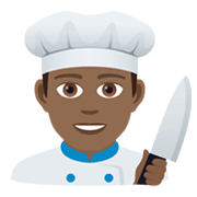 Emoji 👨🏾‍🍳 Cuoco: Carnagione Abbastanza Scura su JoyPixels 5.5.