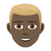 👱🏿‍♂️ Emoji Mann: dunkle Hautfarbe, blond JoyPixels 5.5.