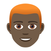 👨🏿‍🦰 Emoji Mann: dunkle Hautfarbe, rotes Haar JoyPixels 5.5.