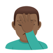 🤦🏾‍♂️ Emoji sich an den Kopf fassender Mann: mitteldunkle Hautfarbe JoyPixels 5.5.