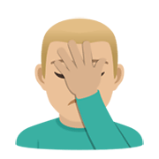 🤦🏼‍♂️ Emoji sich an den Kopf fassender Mann: mittelhelle Hautfarbe JoyPixels 5.5.