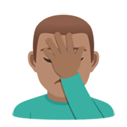 Emoji 🤦🏽‍♂️ Uomo Esasperato: Carnagione Olivastra su JoyPixels 5.5.