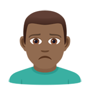 🙍🏾‍♂️ Emoji missmutiger Mann: mitteldunkle Hautfarbe JoyPixels 5.5.