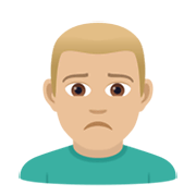 🙍🏼‍♂️ Emoji missmutiger Mann: mittelhelle Hautfarbe JoyPixels 5.5.