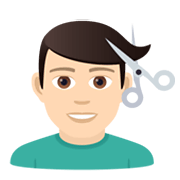 Émoji 💇🏻‍♂️ Homme Qui Se Fait Couper Les Cheveux : Peau Claire sur JoyPixels 5.5.