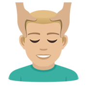 💆🏼‍♂️ Emoji Mann, der eine Kopfmassage bekommt: mittelhelle Hautfarbe JoyPixels 5.5.