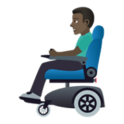 👨🏿‍🦼 Emoji Mann in elektrischem Rollstuhl: dunkle Hautfarbe JoyPixels 5.5.