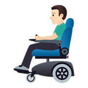 👨🏻‍🦼 Emoji Mann in elektrischem Rollstuhl: helle Hautfarbe JoyPixels 5.5.