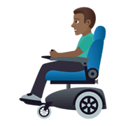 👨🏾‍🦼 Emoji Mann in elektrischem Rollstuhl: mitteldunkle Hautfarbe JoyPixels 5.5.