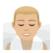 🧖🏼‍♂️ Emoji Hombre En Una Sauna: Tono De Piel Claro Medio en JoyPixels 5.5.