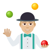 Emoji 🤹🏼‍♂️ Giocoliere Uomo: Carnagione Abbastanza Chiara su JoyPixels 5.5.