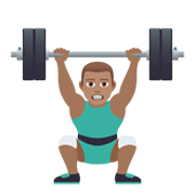 🏋🏽‍♂️ Emoji Homem Levantando Peso: Pele Morena na JoyPixels 5.5.