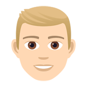 👱🏻‍♂️ Emoji Mann: helle Hautfarbe, blond JoyPixels 5.5.