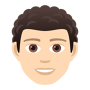 Emoji 👨🏻‍🦱 Uomo: Carnagione Chiara E Capelli Ricci su JoyPixels 5.5.