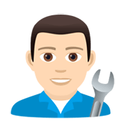 Emoji 👨🏻‍🔧 Meccanico Uomo: Carnagione Chiara su JoyPixels 5.5.
