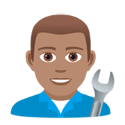 👨🏽‍🔧 Emoji Mecânico: Pele Morena na JoyPixels 5.5.