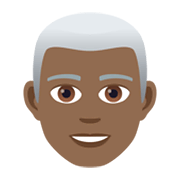 👨🏾‍🦳 Emoji Mann: mitteldunkle Hautfarbe, weißes Haar JoyPixels 5.5.