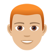 👨🏼‍🦰 Emoji Mann: mittelhelle Hautfarbe, rotes Haar JoyPixels 5.5.
