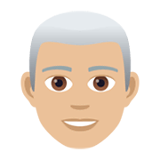 👨🏼‍🦳 Emoji Mann: mittelhelle Hautfarbe, weißes Haar JoyPixels 5.5.