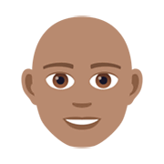 👨🏽‍🦲 Emoji Mann: mittlere Hautfarbe, Glatze JoyPixels 5.5.