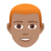 👨🏽‍🦰 Emoji Mann: mittlere Hautfarbe, rotes Haar JoyPixels 5.5.