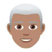 👨🏽‍🦳 Emoji Mann: mittlere Hautfarbe, weißes Haar JoyPixels 5.5.