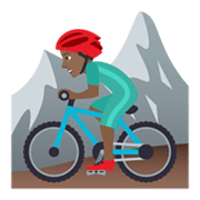 🚵🏾‍♂️ Emoji Hombre En Bicicleta De Montaña: Tono De Piel Oscuro Medio en JoyPixels 5.5.