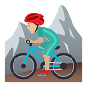 🚵🏼‍♂️ Emoji Homem Fazendo Mountain Bike: Pele Morena Clara na JoyPixels 5.5.