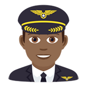 👨🏾‍✈️ Emoji Piloto De Avião Homem: Pele Morena Escura na JoyPixels 5.5.