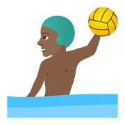 🤽🏾‍♂️ Emoji Wasserballspieler: mitteldunkle Hautfarbe JoyPixels 5.5.