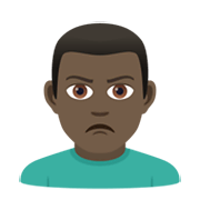 🙎🏿‍♂️ Emoji schmollender Mann: dunkle Hautfarbe JoyPixels 5.5.
