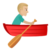 🚣🏼‍♂️ Emoji Mann im Ruderboot: mittelhelle Hautfarbe JoyPixels 5.5.