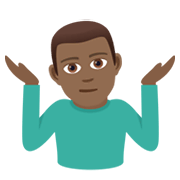Emoji 🤷🏾‍♂️ Uomo Che Scrolla Le Spalle: Carnagione Abbastanza Scura su JoyPixels 5.5.