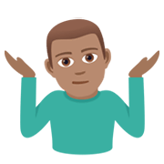 🤷🏽‍♂️ Emoji schulterzuckender Mann: mittlere Hautfarbe JoyPixels 5.5.