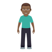 🧍🏾‍♂️ Emoji stehender Mann: mitteldunkle Hautfarbe JoyPixels 5.5.