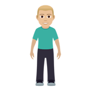 🧍🏼‍♂️ Emoji stehender Mann: mittelhelle Hautfarbe JoyPixels 5.5.