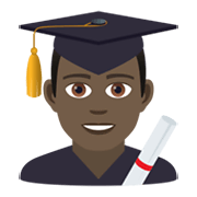 👨🏿‍🎓 Emoji Student: dunkle Hautfarbe JoyPixels 5.5.